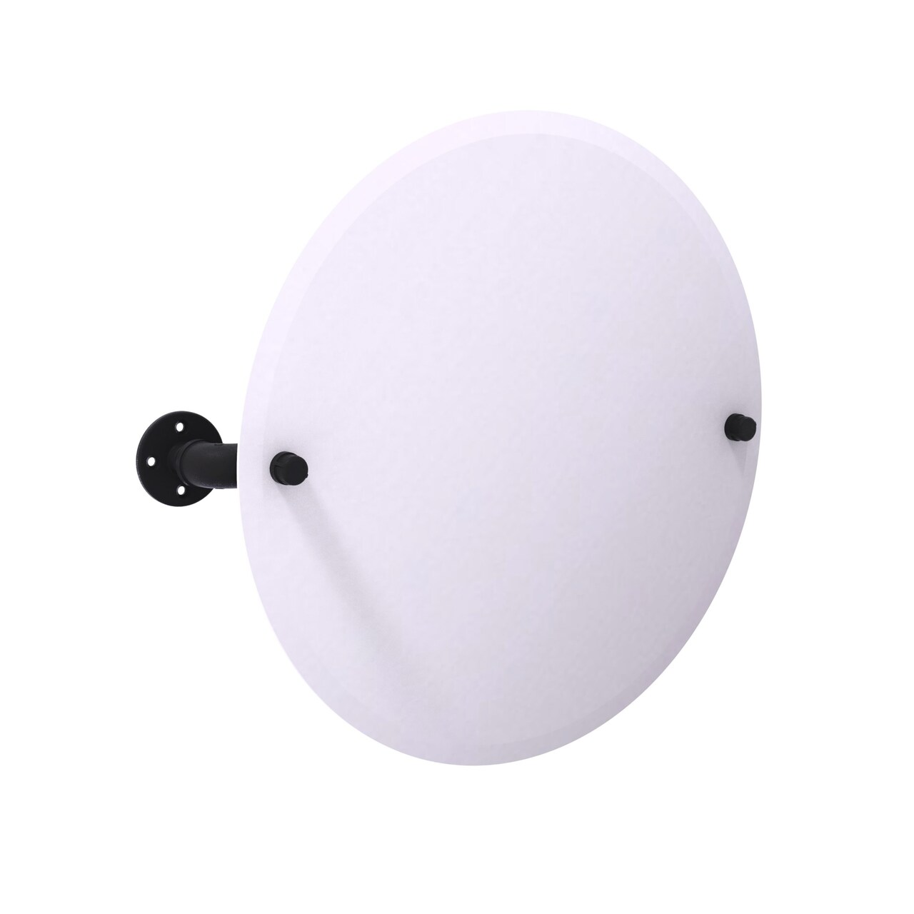 Pipeline Collection Frameless Round Wall Mounted Tilt Mirror - Matte Black